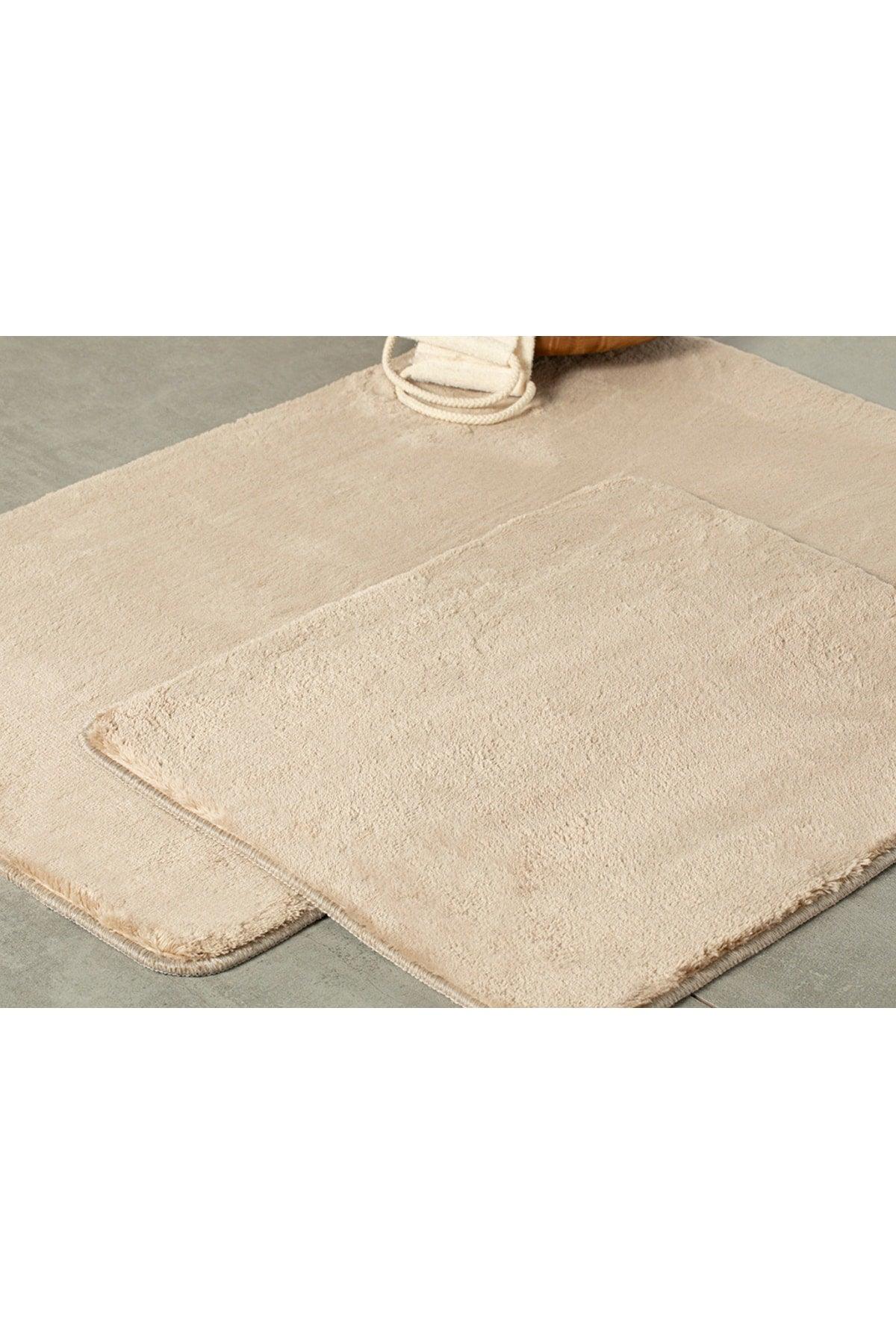 Poffy 2 Pcs Bath Mat Set 60x100 - 50x60 Cm Mink - Swordslife