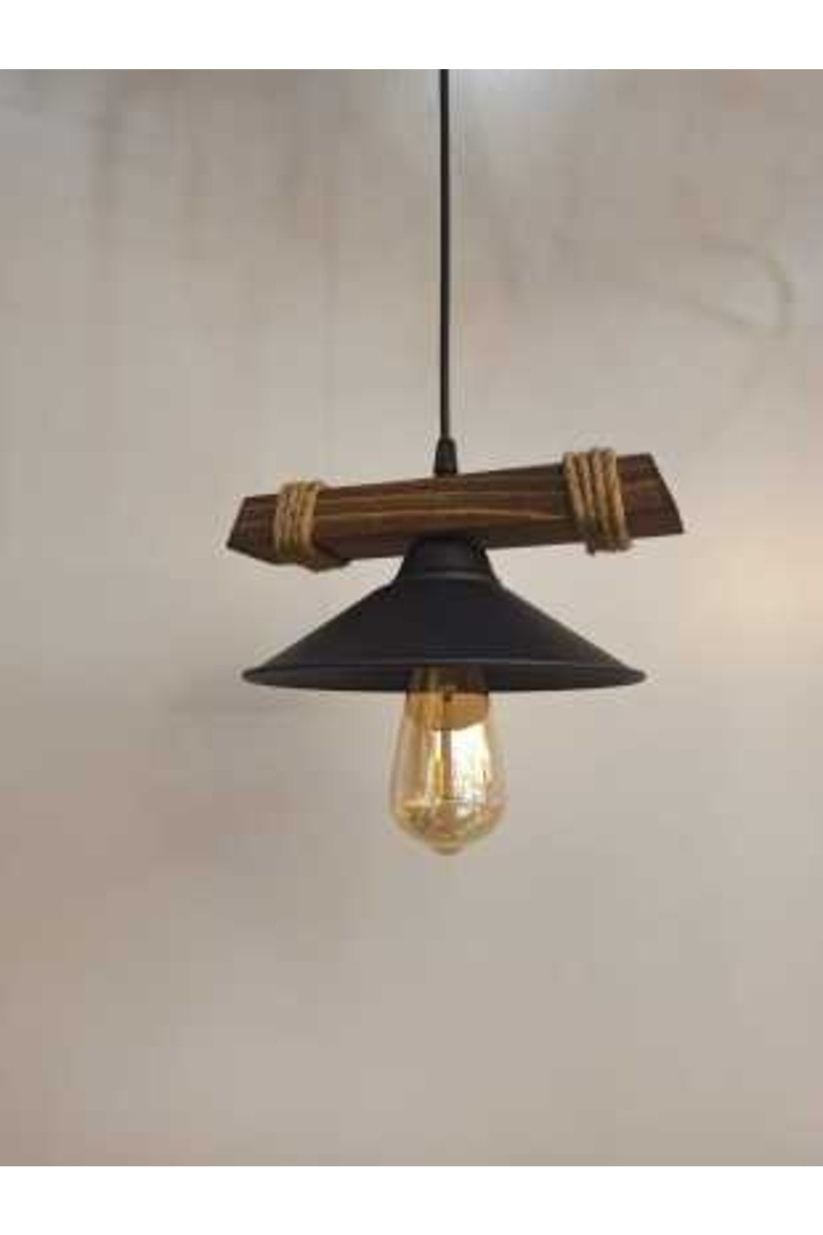 Nova Wooden Rustic Modern Rope Single Pendant Lamp Chandelier