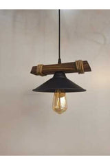 Nova Wooden Rustic Modern Rope Single Pendant Lamp Chandelier