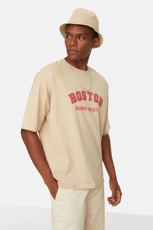 Taş Men'S Oversize City Printed Crew Neck Short Sleeved 100% Cotton T-Shirt Tmnss21Ts1217