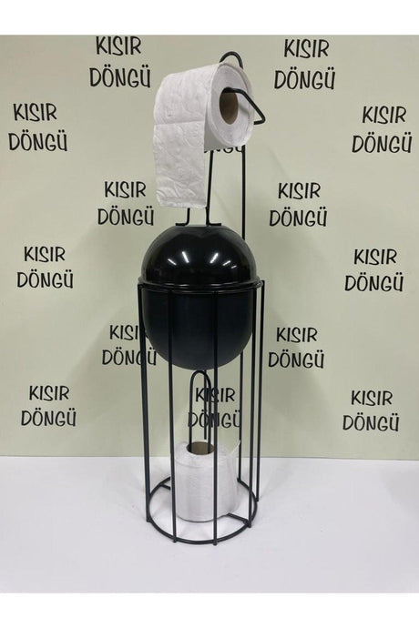 Wrought Iron Wc Set Trash Bin With Stand Toilet Paper Holder - Swordslife