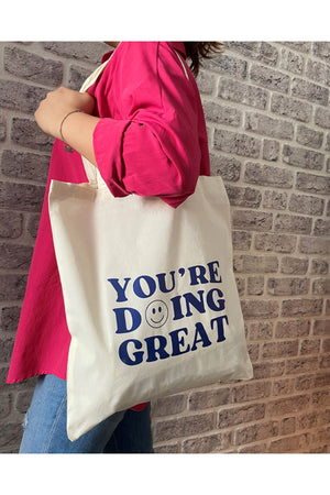 Printed Raw Tote Bag You'Re Doing Great