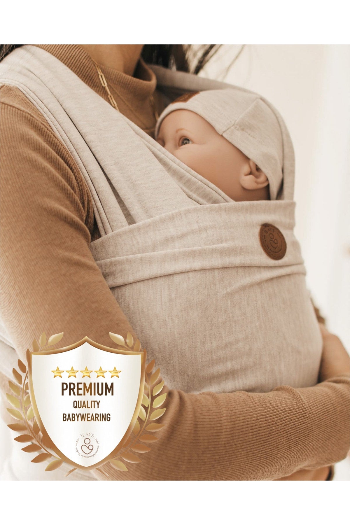 Premium First Class Cotton Flexible Wrap Sling Soft Beige (BABYWEARING SPECIAL MANUFACTURING FABRIC)