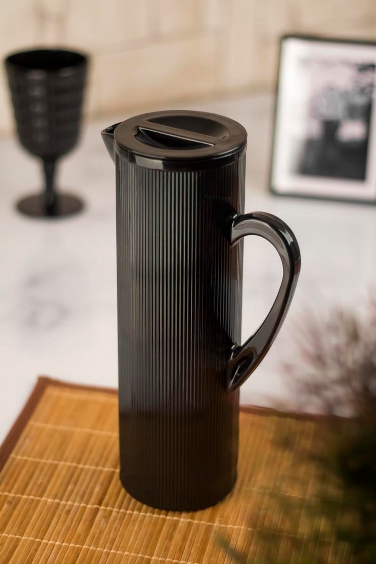 Acrylic Baroque 1.5 Lt Black Jug (Fits On Refrigerator Door Rack)