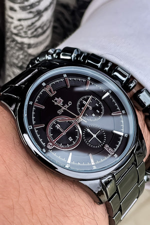 New Season Black Color Metal Band Men'S Wristwatch' Bracelet With Gift