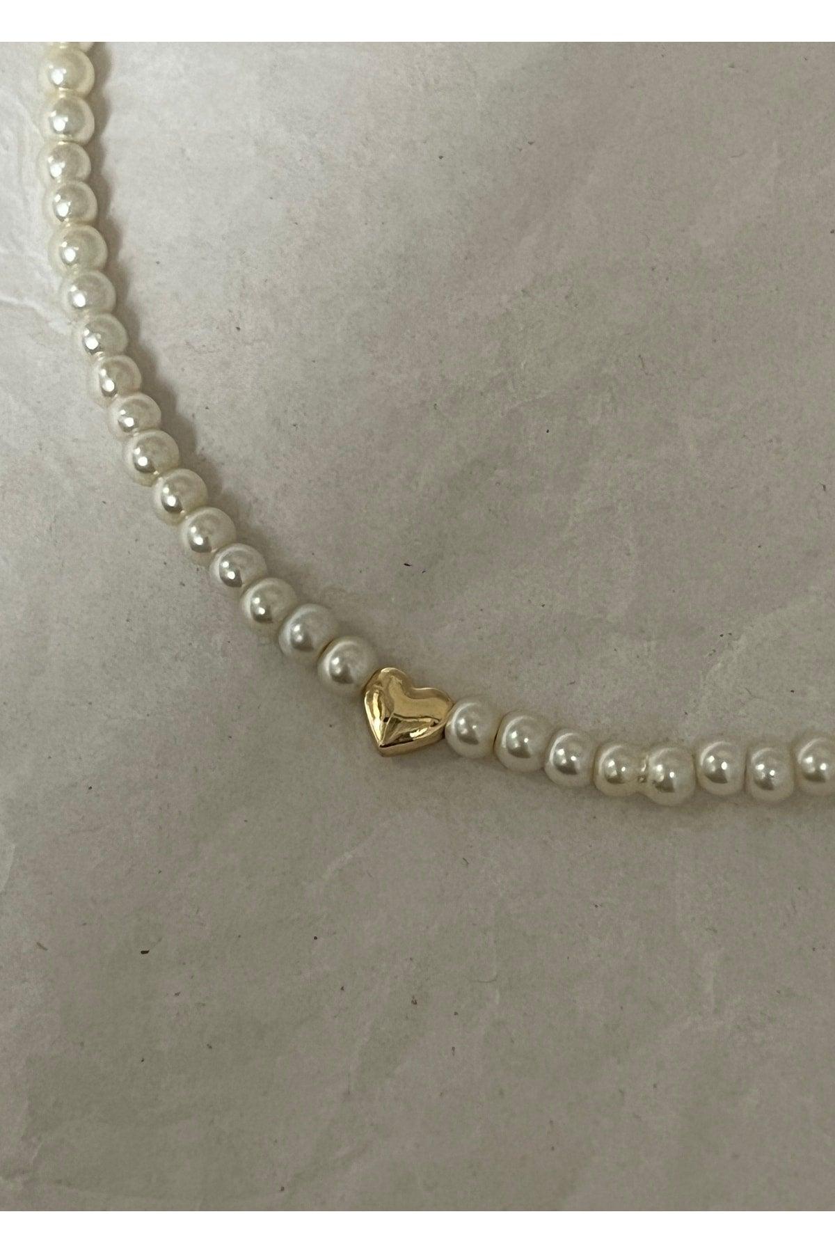 Pearl Gold Heart Necklace - Swordslife