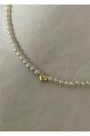 Pearl Gold Heart Necklace - Swordslife