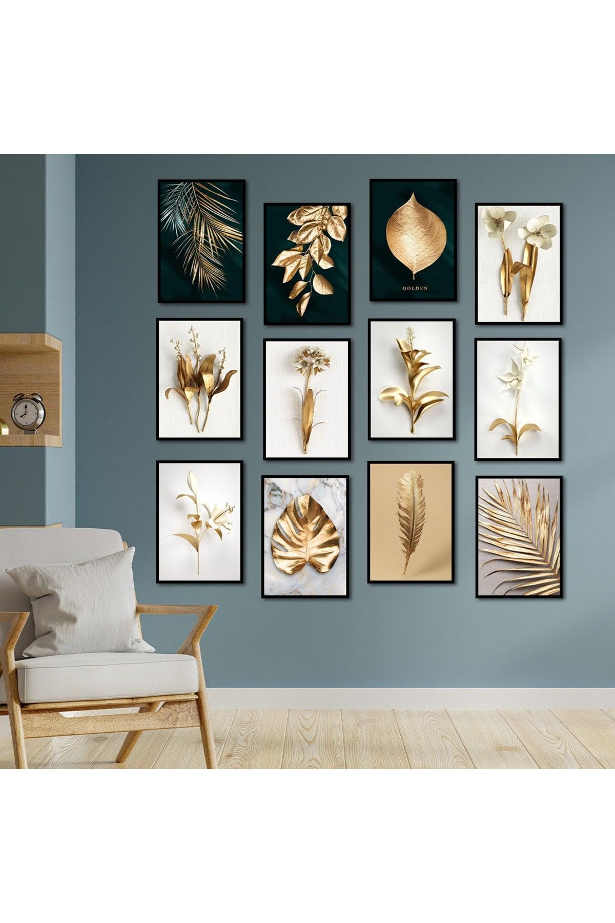 Set of 12 Framed Gold Leaves Mdf Table - 12set-016 / 15x10 - Swordslife