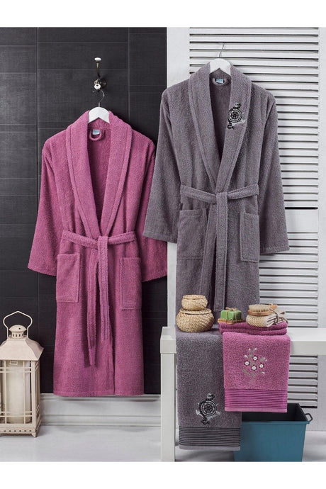 100% Cotton Embroidered Head Towel Bathrobe Set of 4 Dowry Set Turkish Bath Set Bath Set - Swordslife