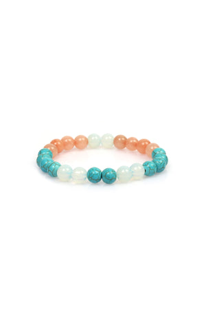Certified Charm Natural Stone Talisman Bracelet (Month Stone, Pink Quartz, Turquoise Stone Natural Stone Bracelet)