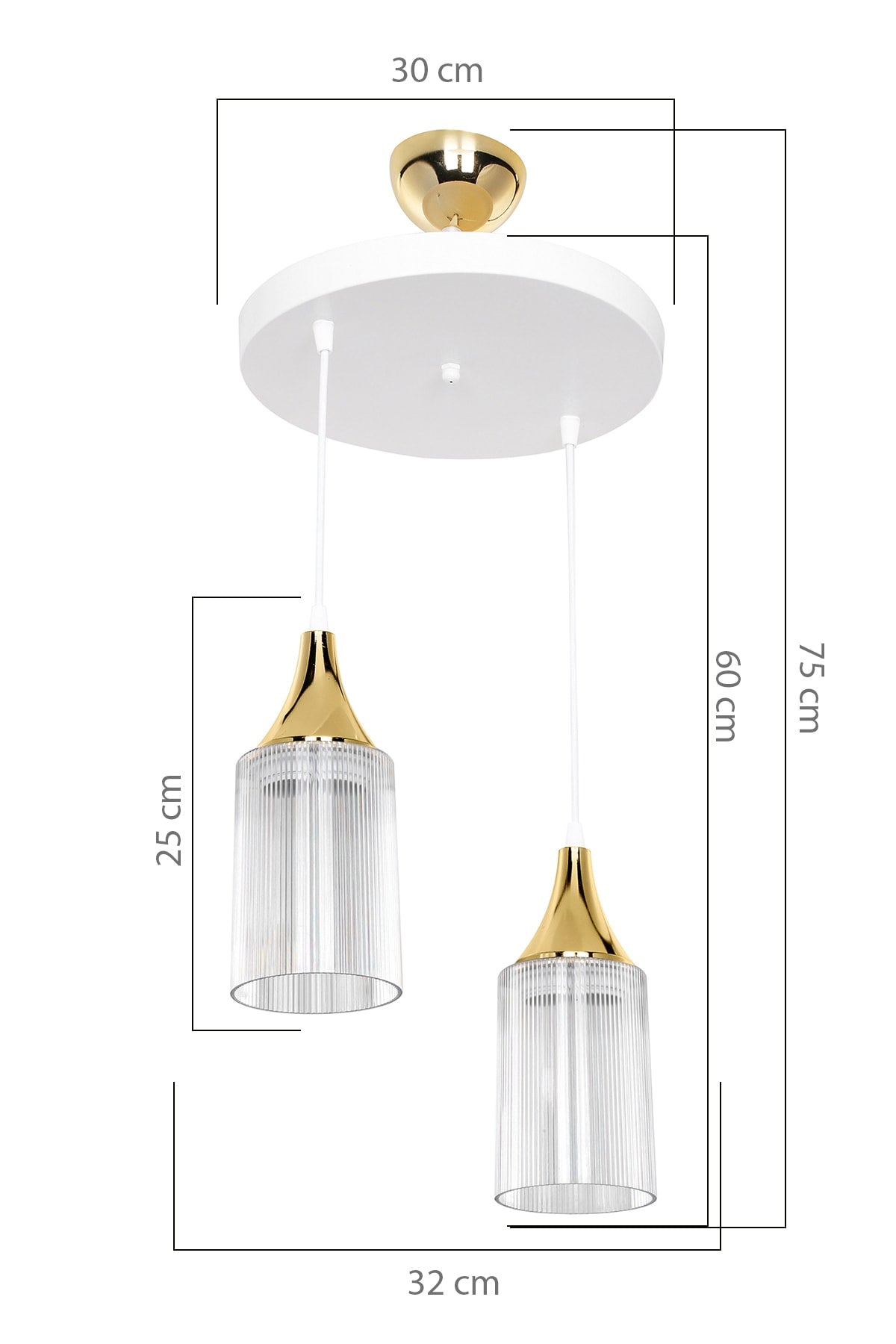 Aksel 2-Piece White Gold Kukali Living Room Kitchen Bedroom Chandelier