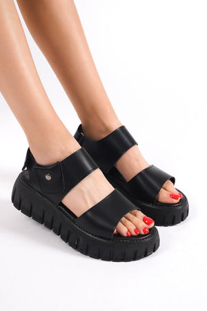 735-S Black Gladiator Platform Sandals