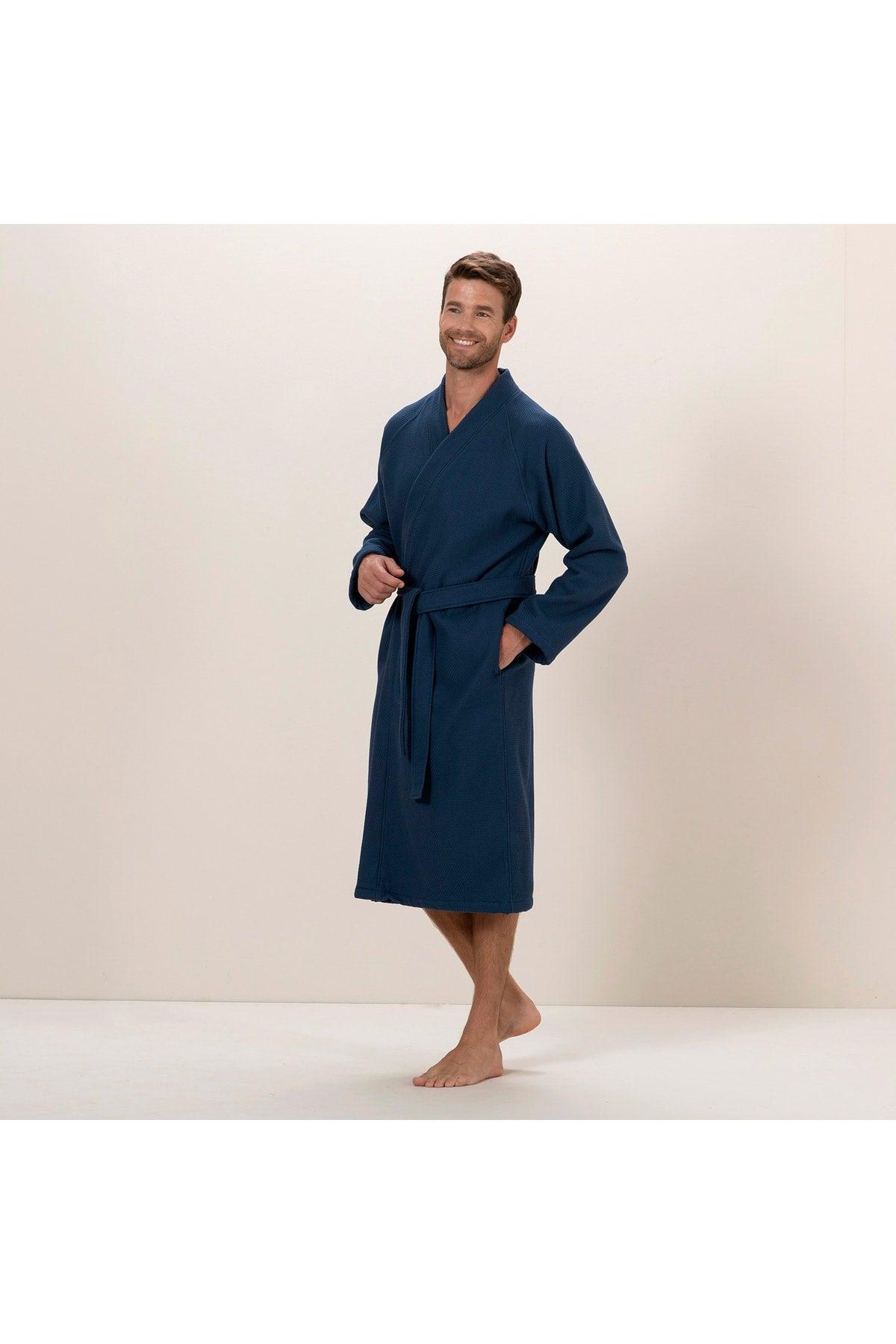 Sobeska Men's Bathrobe Marine Blue - Swordslife