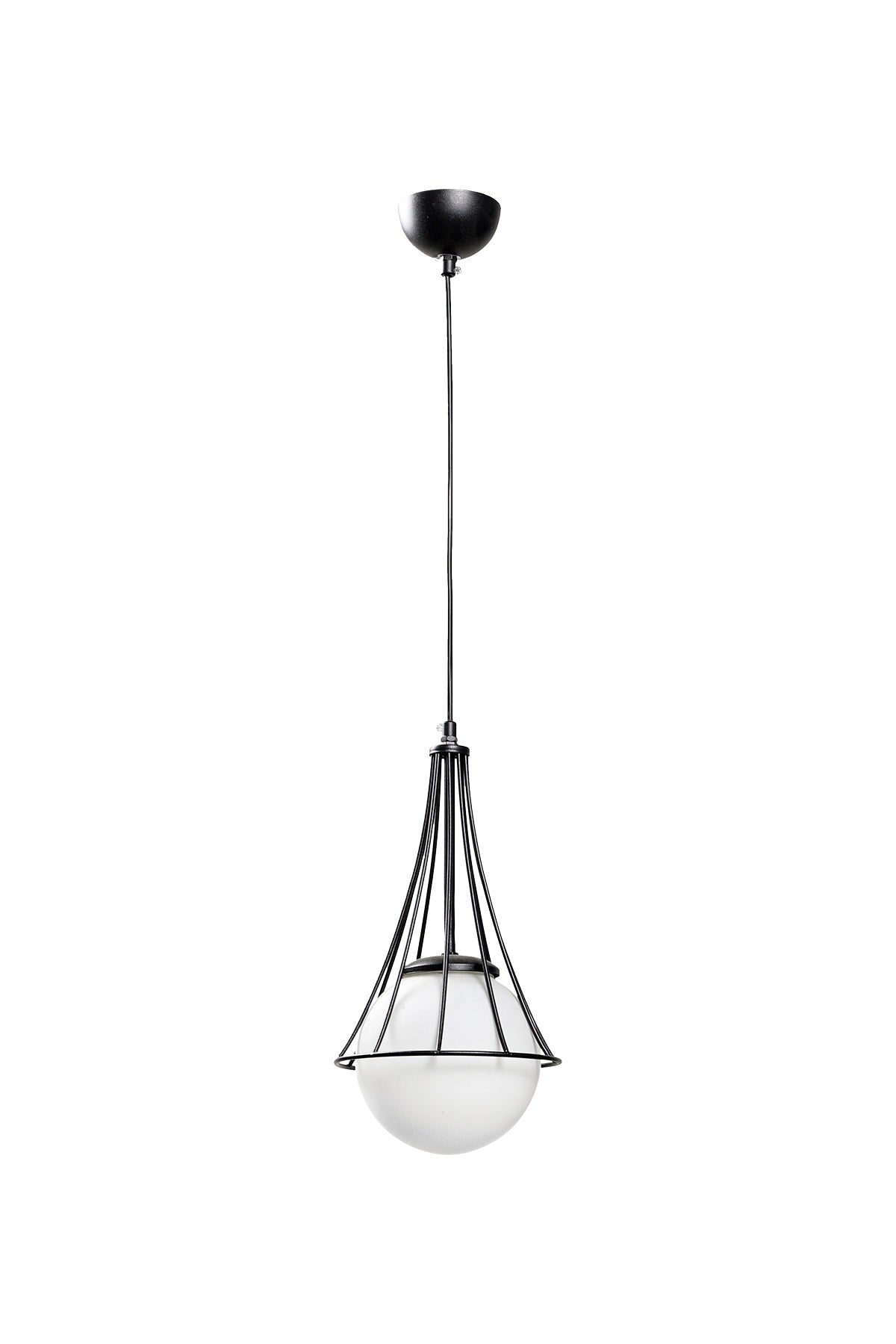 Lapis Single Black-White Glop Glass Chandelier