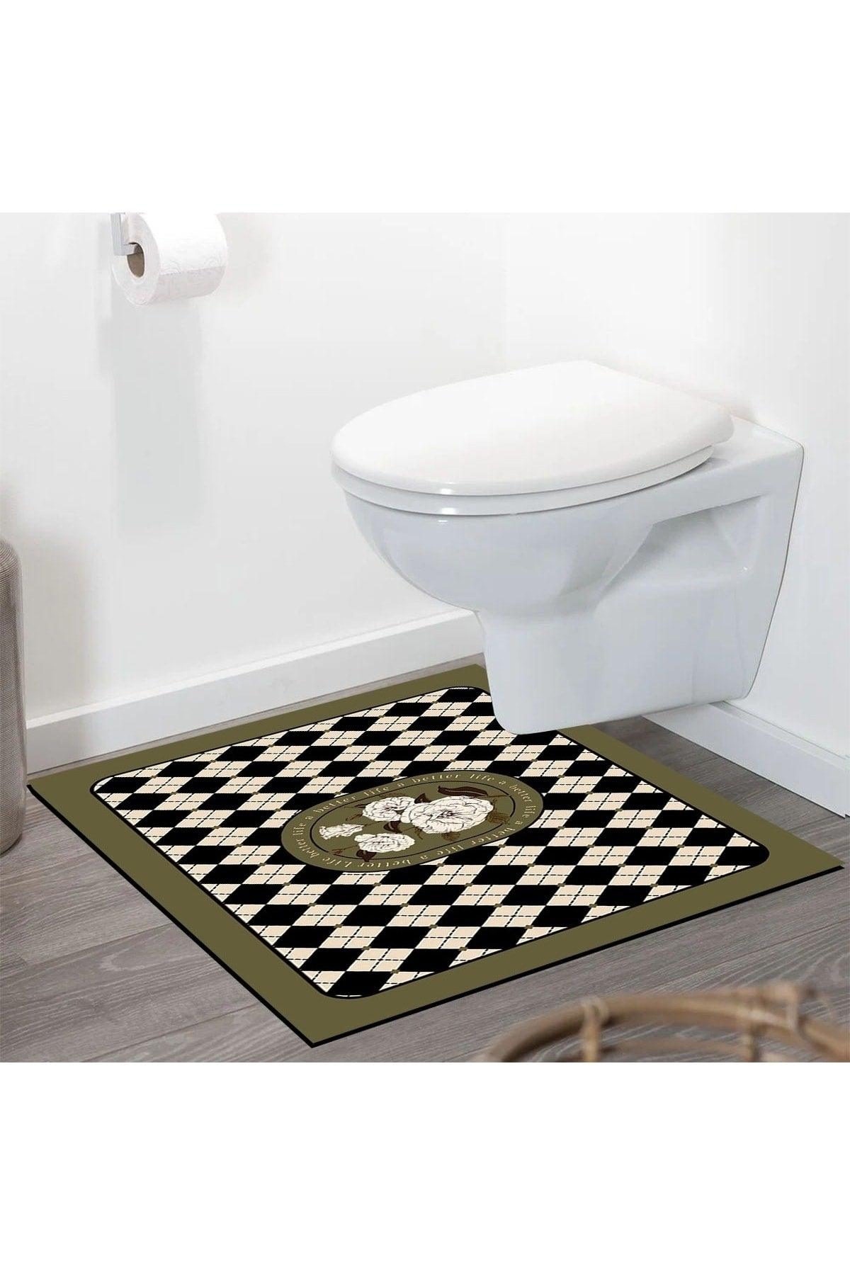 Else Patterned Shower Front Square Bathroom Carpet Doormat Single Piece 60x60cm - Swordslife