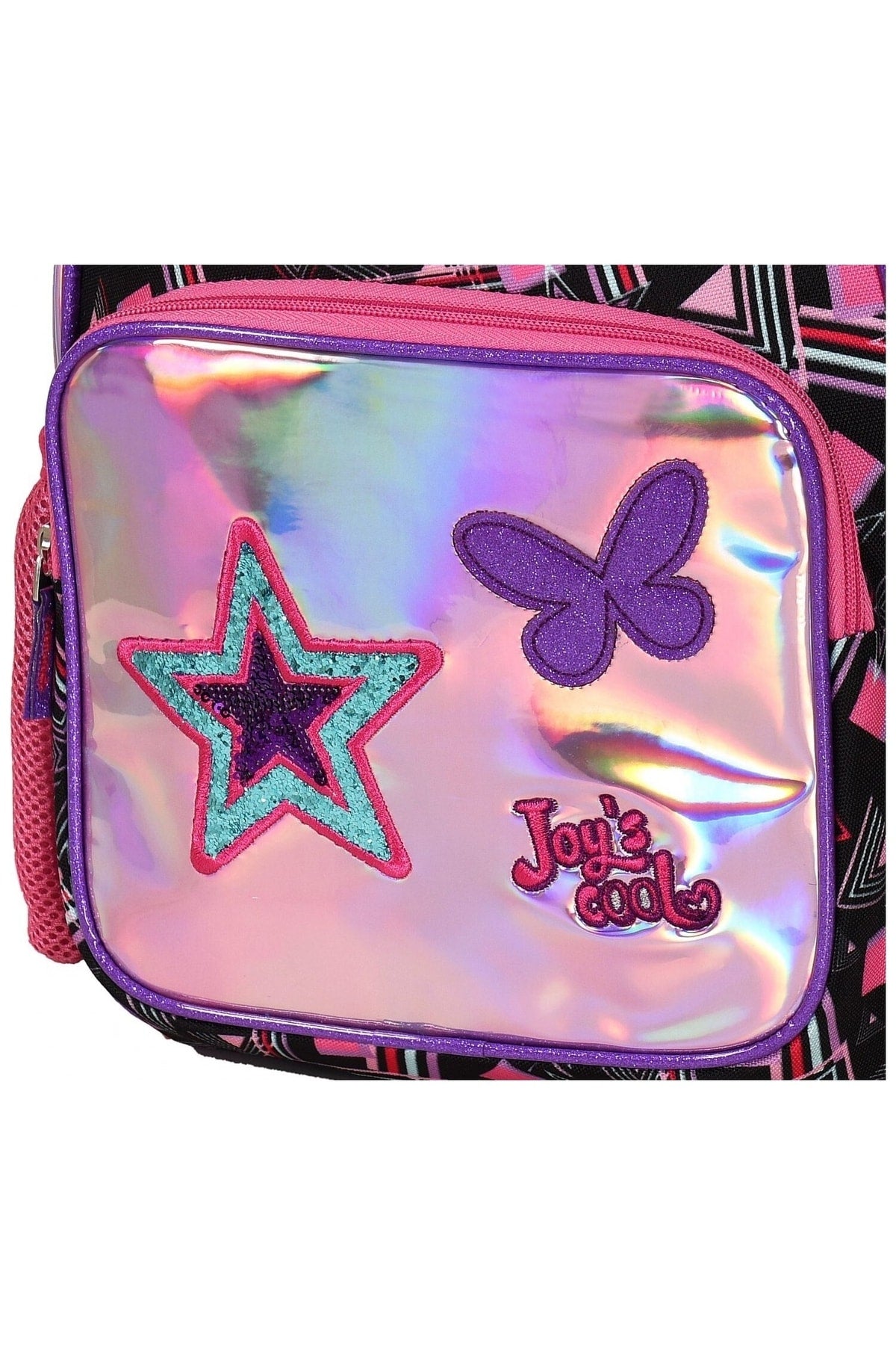 Joy'S Cool Shiny Star Embroidered Pink Kindergarten Backpack