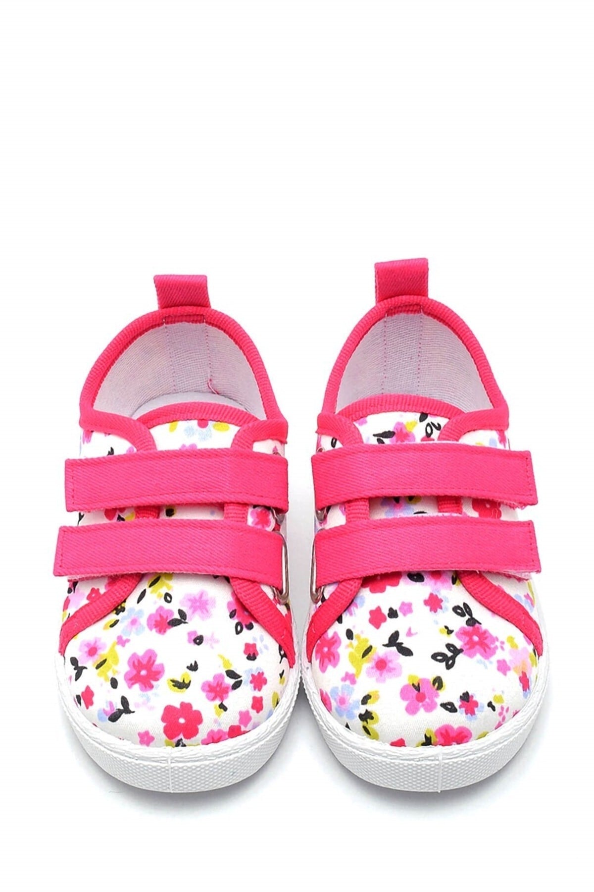 Floral Patterned Double Velcro Linen Sports Children's Shoes-fuchsia-f-498