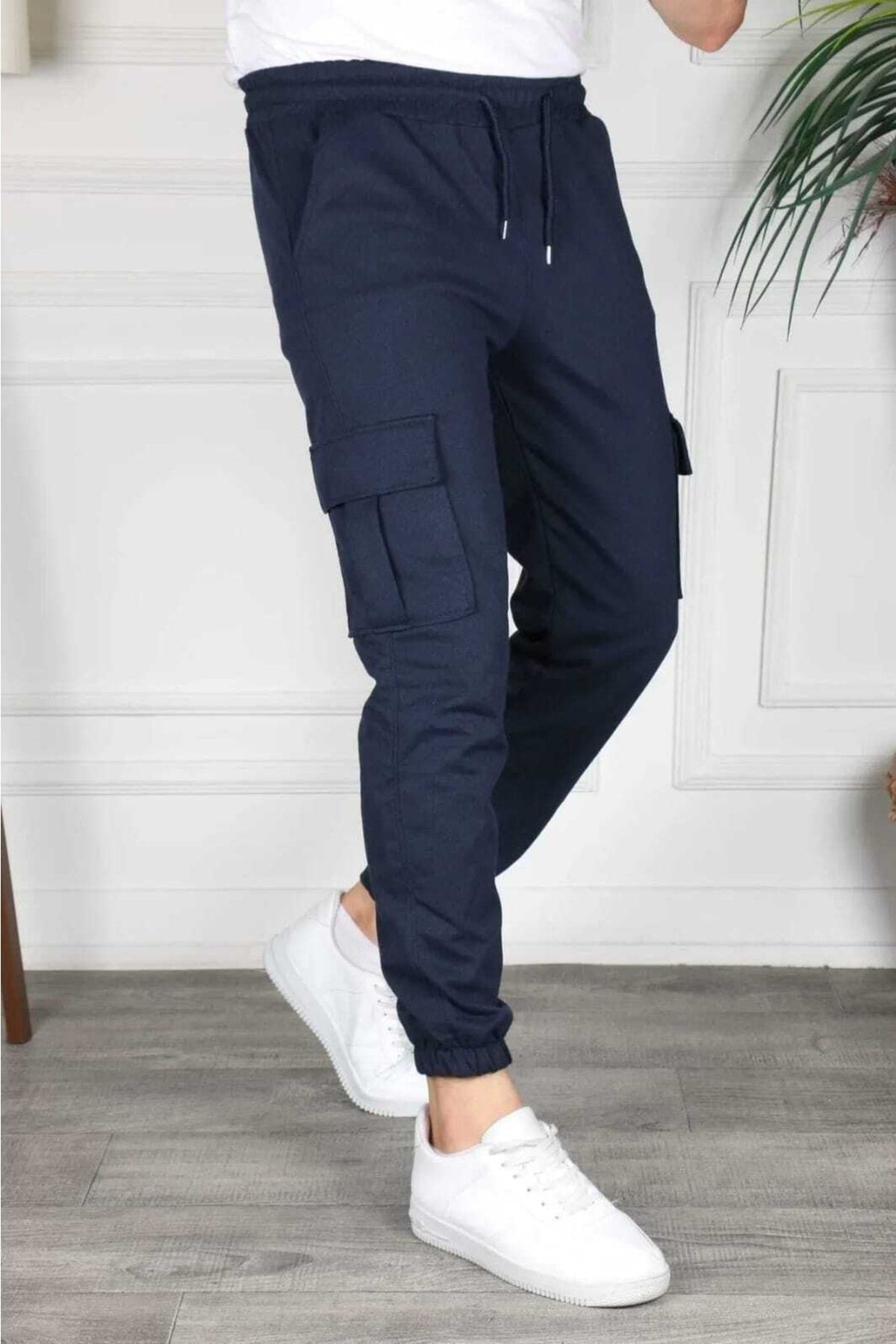 Navy Blue Color Cargo Pocket Slim Fit Jogger Bottom Tracksuit Bfplus1