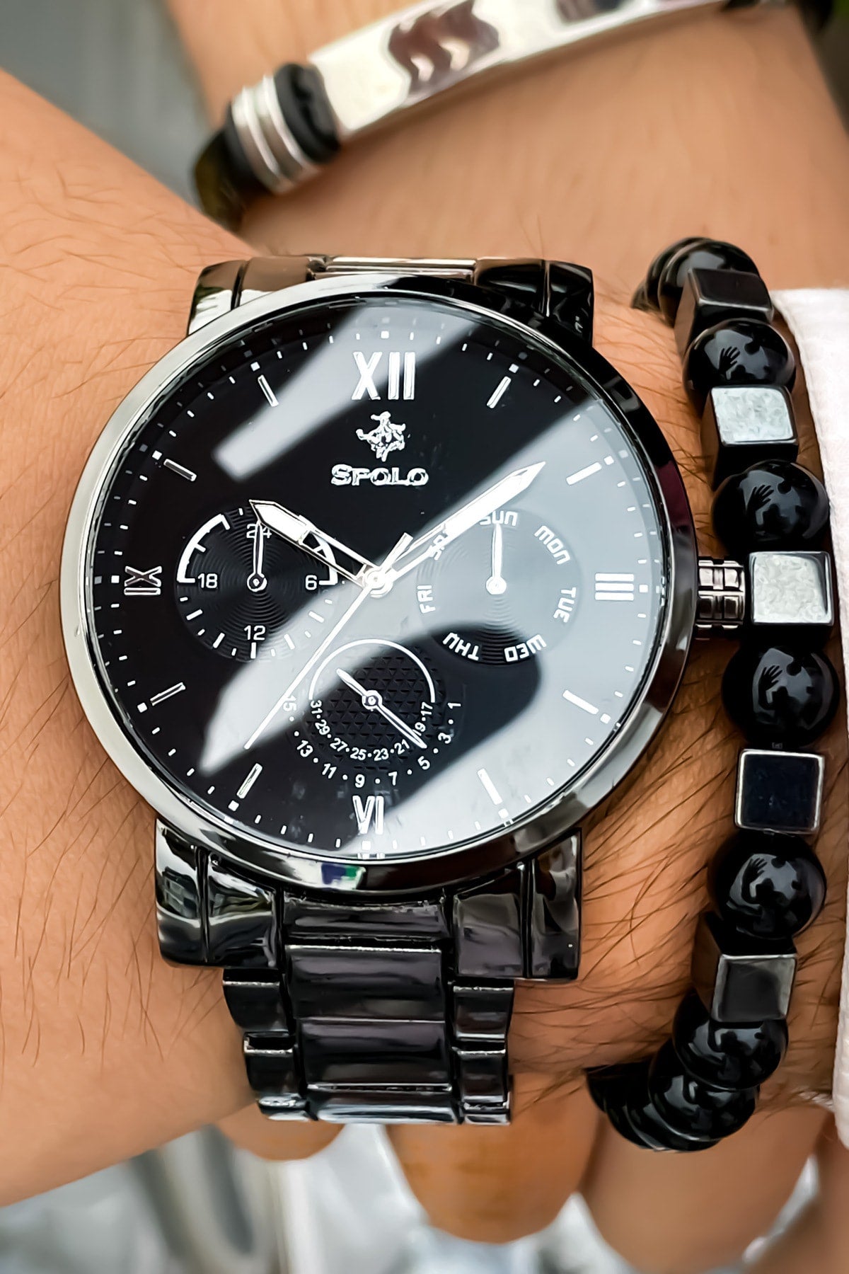 Steel Band Men'S Wristwatch Waterproof Wristband With Gift