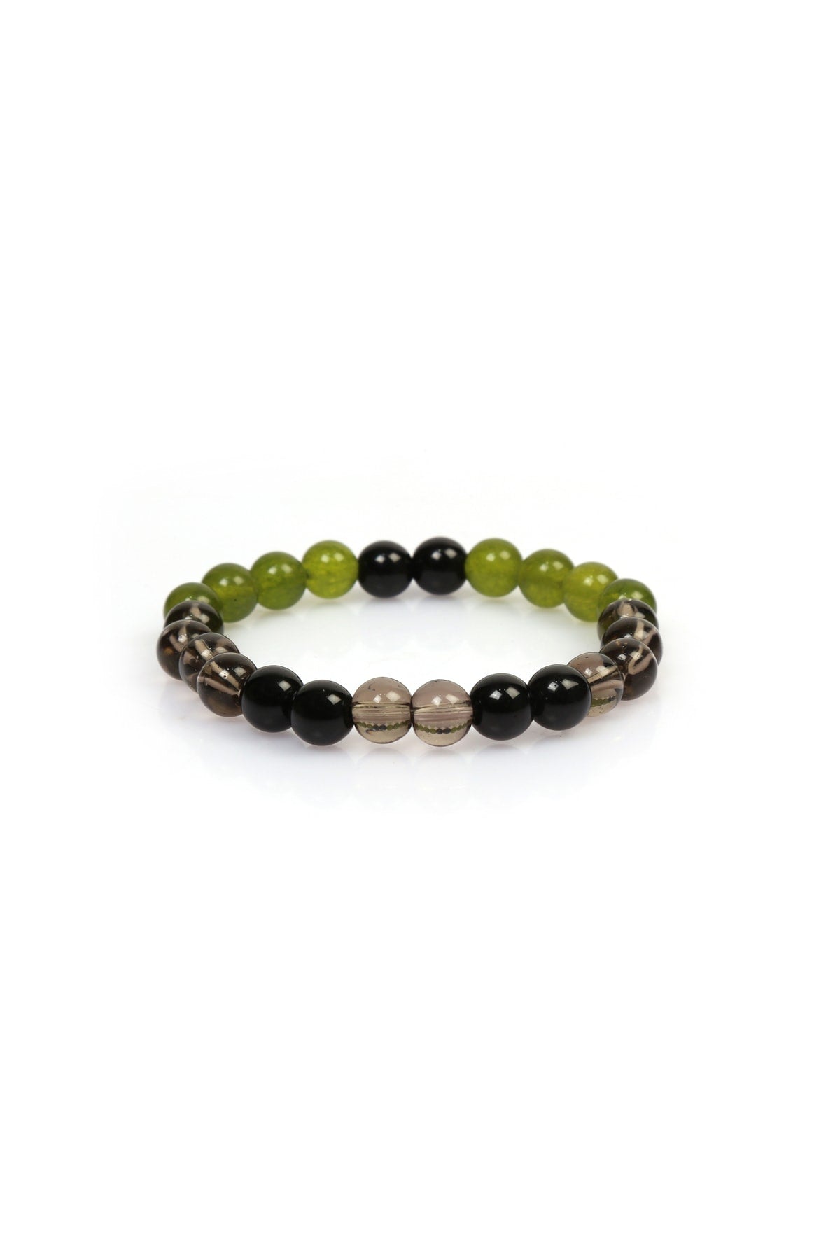 Certified Natural Stone Lucky Charm Bracelet (ONYX, SMOKE QUARTZ, MOLDAVITE STONE NATURAL STONE BRACELET)