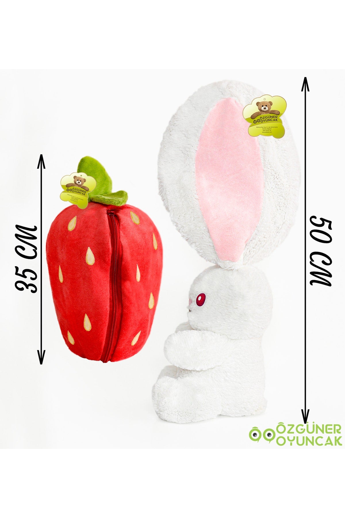 Valentine's Special Gift Strawberry Rabbit 50cm Special Design - Both Strawberry and Rabbit With Zippered Structure