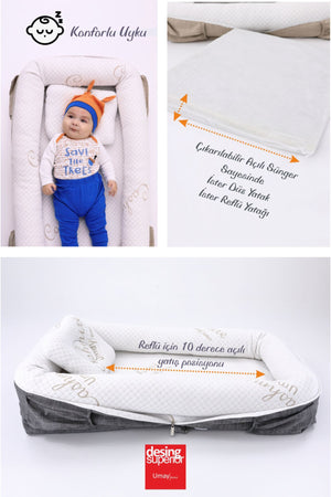 Portable Original Reflux Mattress, Pillow, Babynest, Mommy Bag With Bag - Anthracite