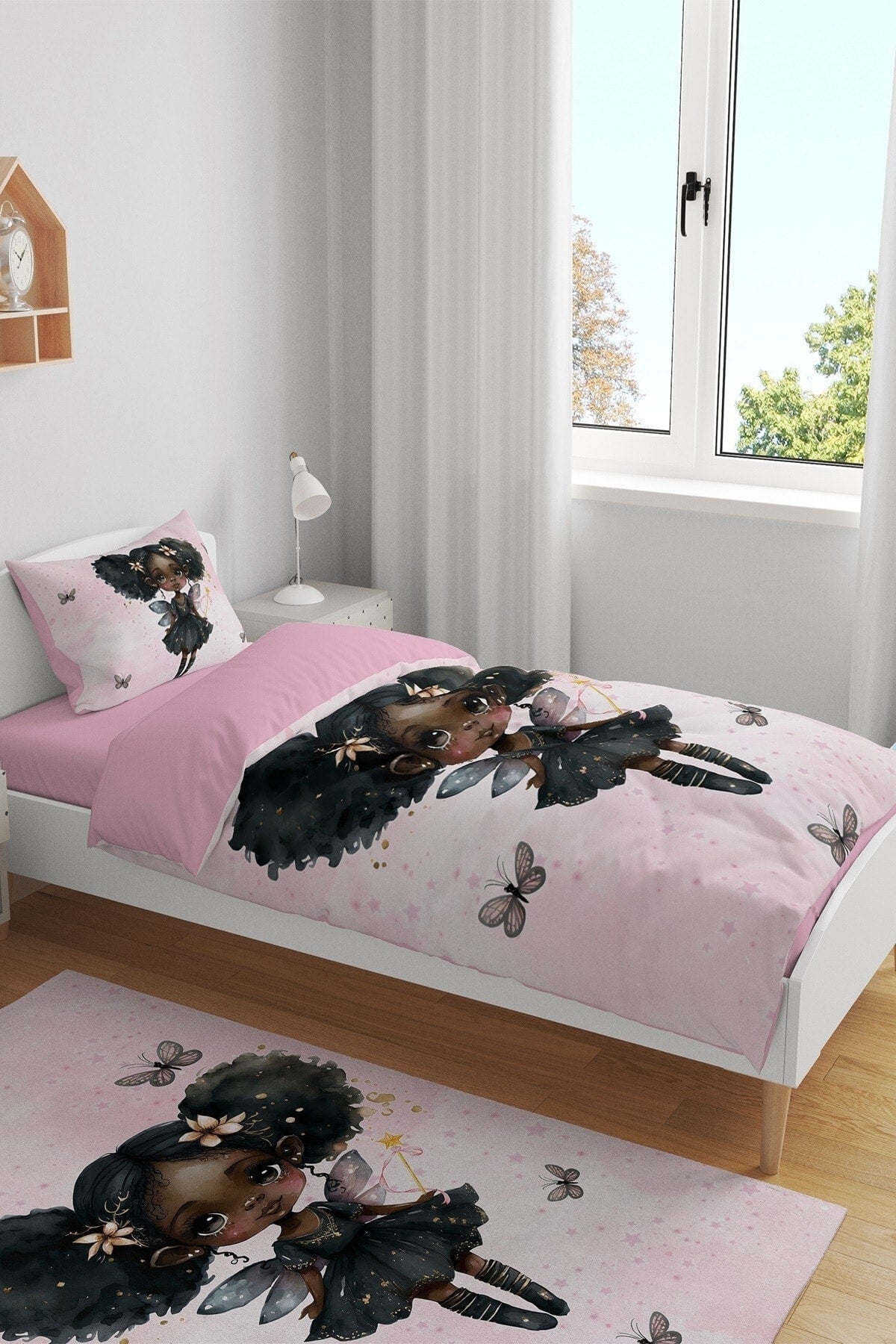 Pink Chocolate Girl Patterned Single Baby Duvet Cover Set