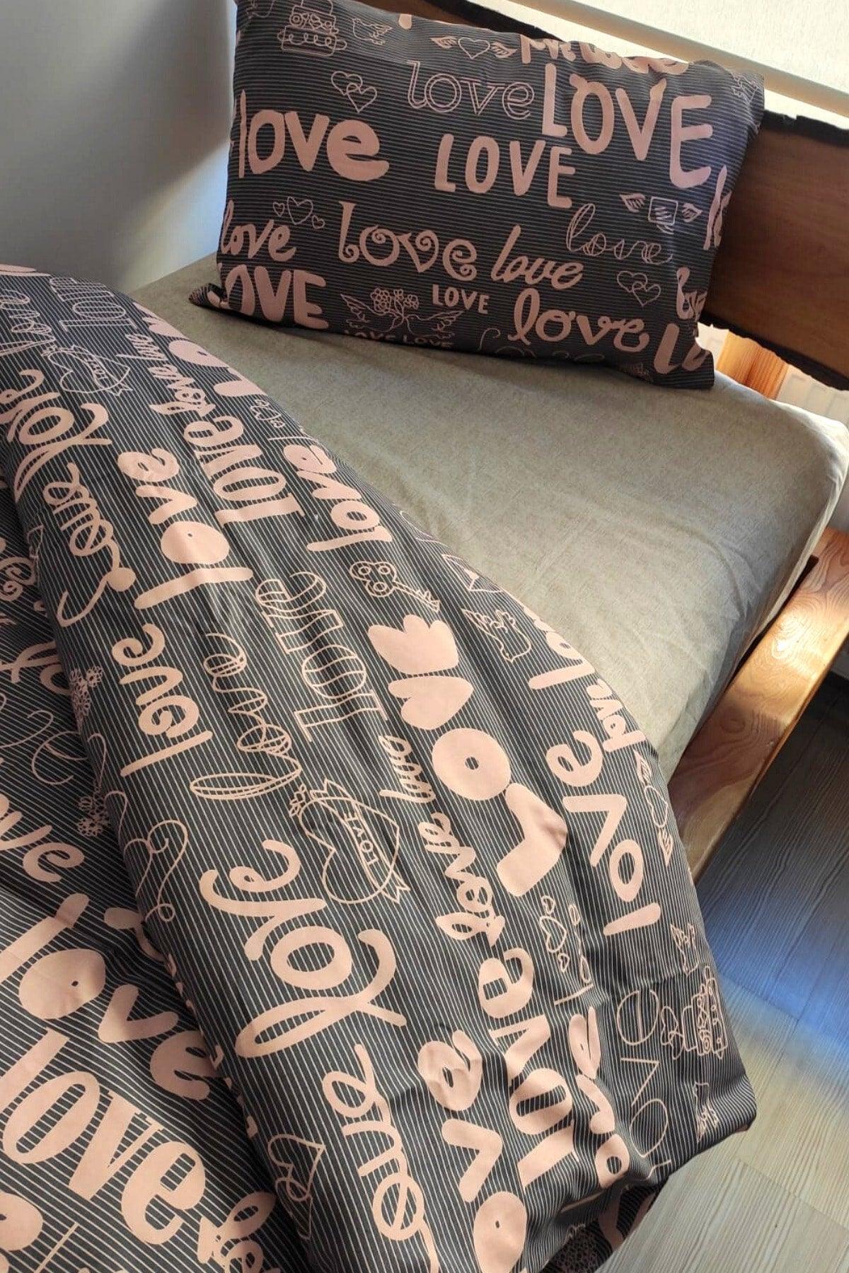 Love Printed 4-Piece Elastic Bed Sheet Single (100X200 CM) Duvet Cover Set - Swordslife