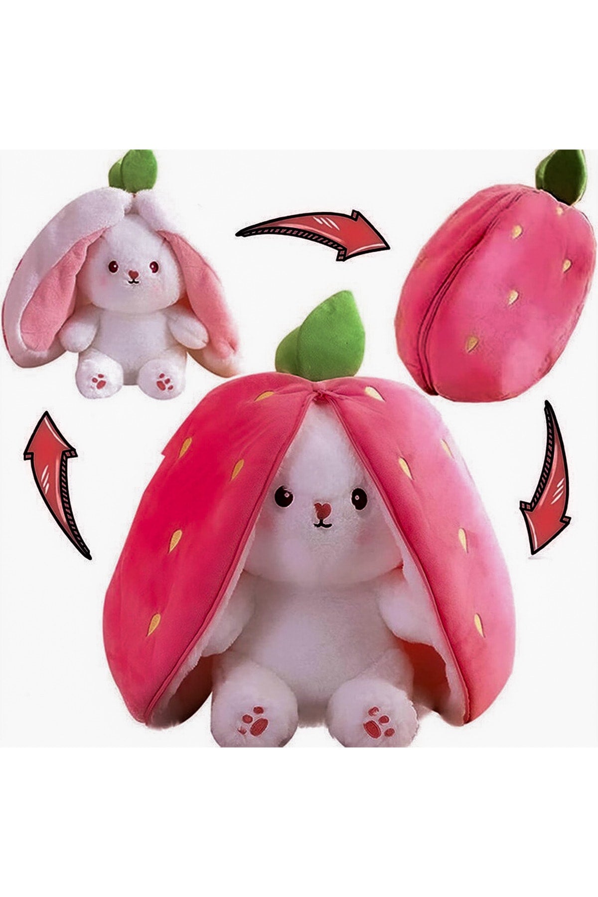 Very Special Gift For A Lovely Friend Plush Strawberry Rabbit- Special Design With Zipper