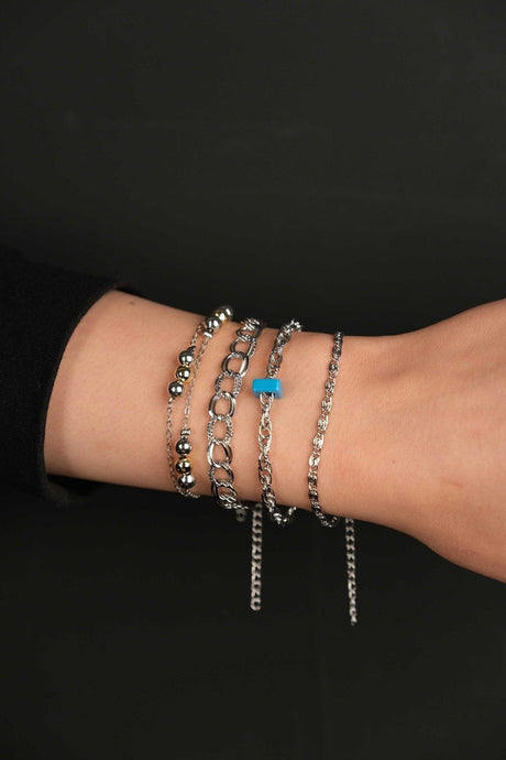 Silver Color 4 Pieces Women's Color Combination Bracelet Set - Swordslife
