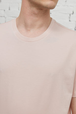 Men'S Dried Rose 100% Cotton Slim Fit Slim Fit Crew Neck Short Sleeved T-Shirt