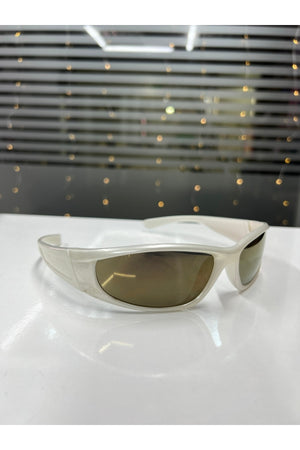 Framed Millennium Y2K Unisex Design Sunglasses Pearlescent - Brown