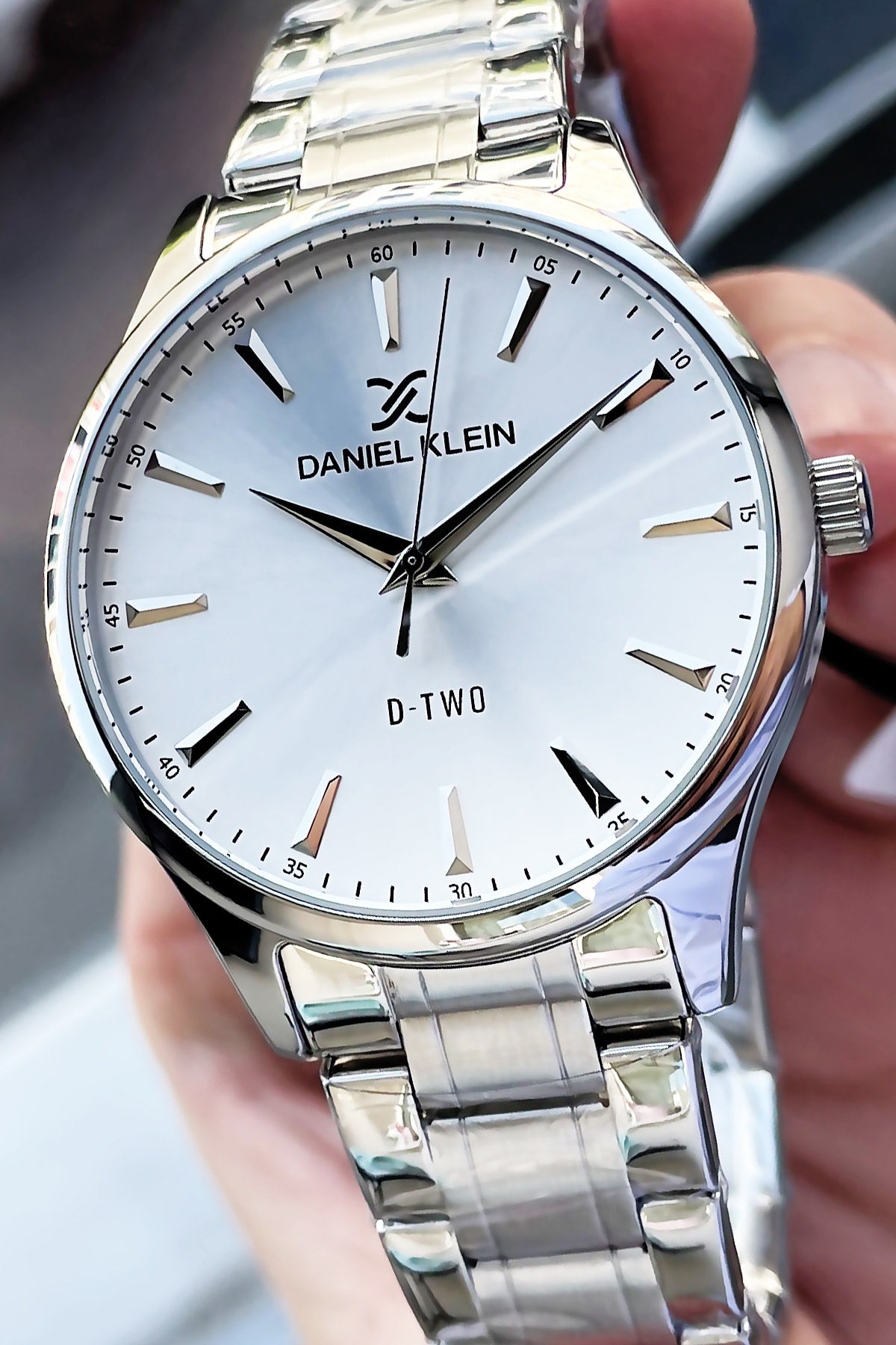 Men'S Wristwatch 3 Atm Waterproof Silver Color Steel Band + Wristband Dke2056C6