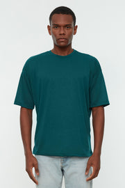 Emerald Green Men'S Basic Crew Neck Oversize Short Sleeve T-Shirt Tmnss22Ts0300
