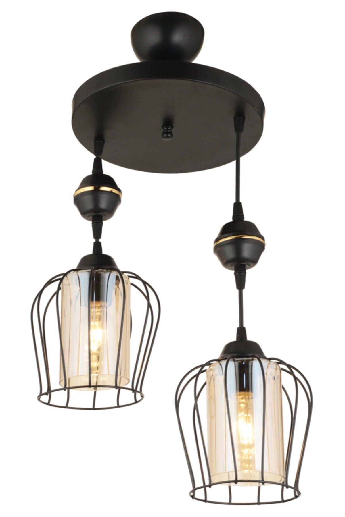 Parachute Pendant Lamp Set of 2 Black Modern Downward Facing Chandelier