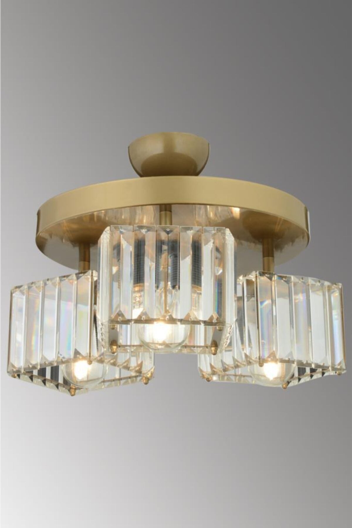 Lara 3-Piece Antique K-10 Crystal Stone Chandelier