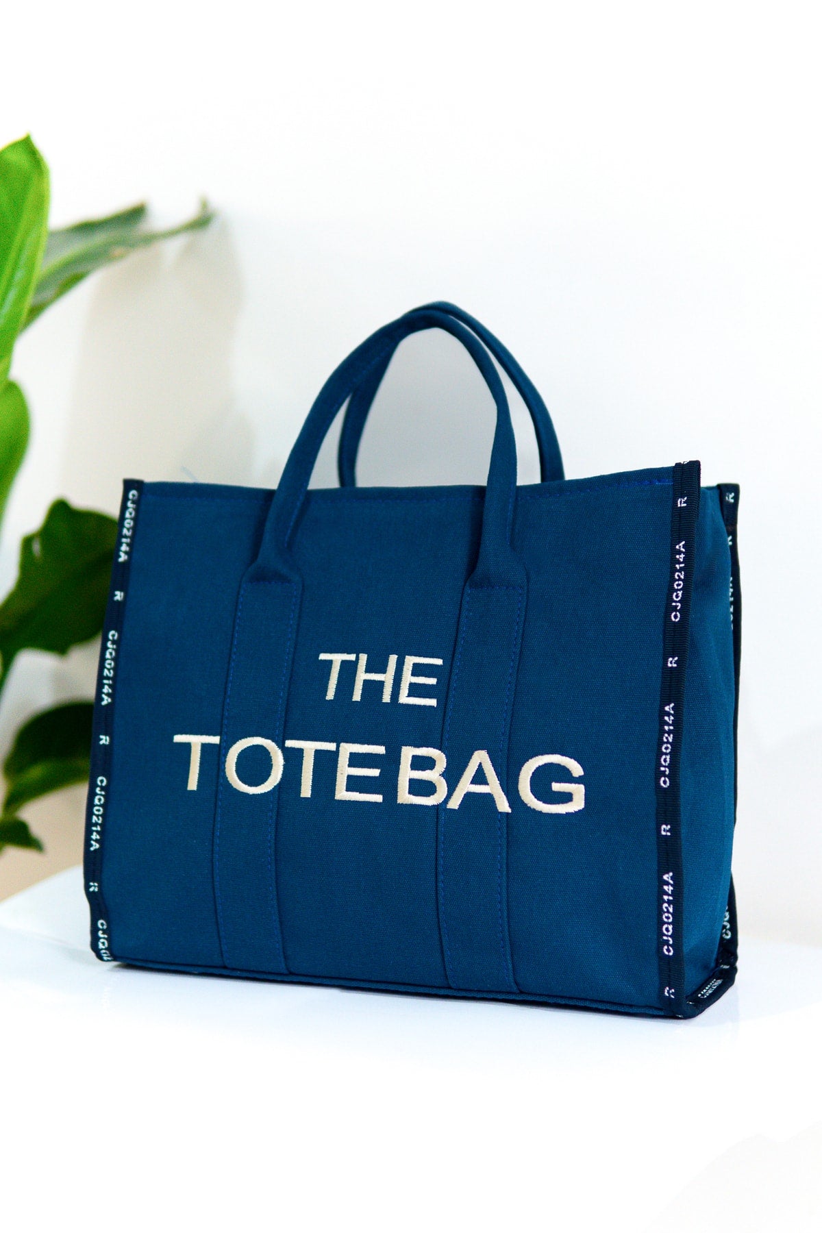 Women's Navy Blue Tote Bag Canvas Long Strap Bag Hand And Shoulder Bag