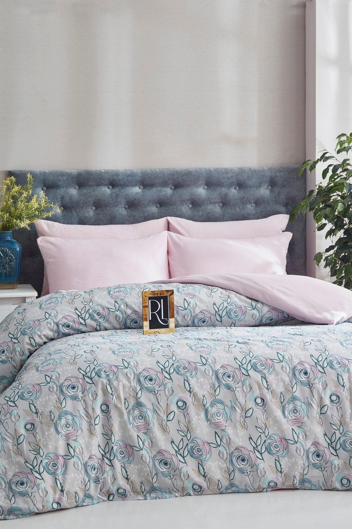 Rose Garden Powder Pink Double Cotton Duvet Cover Set - Swordslife