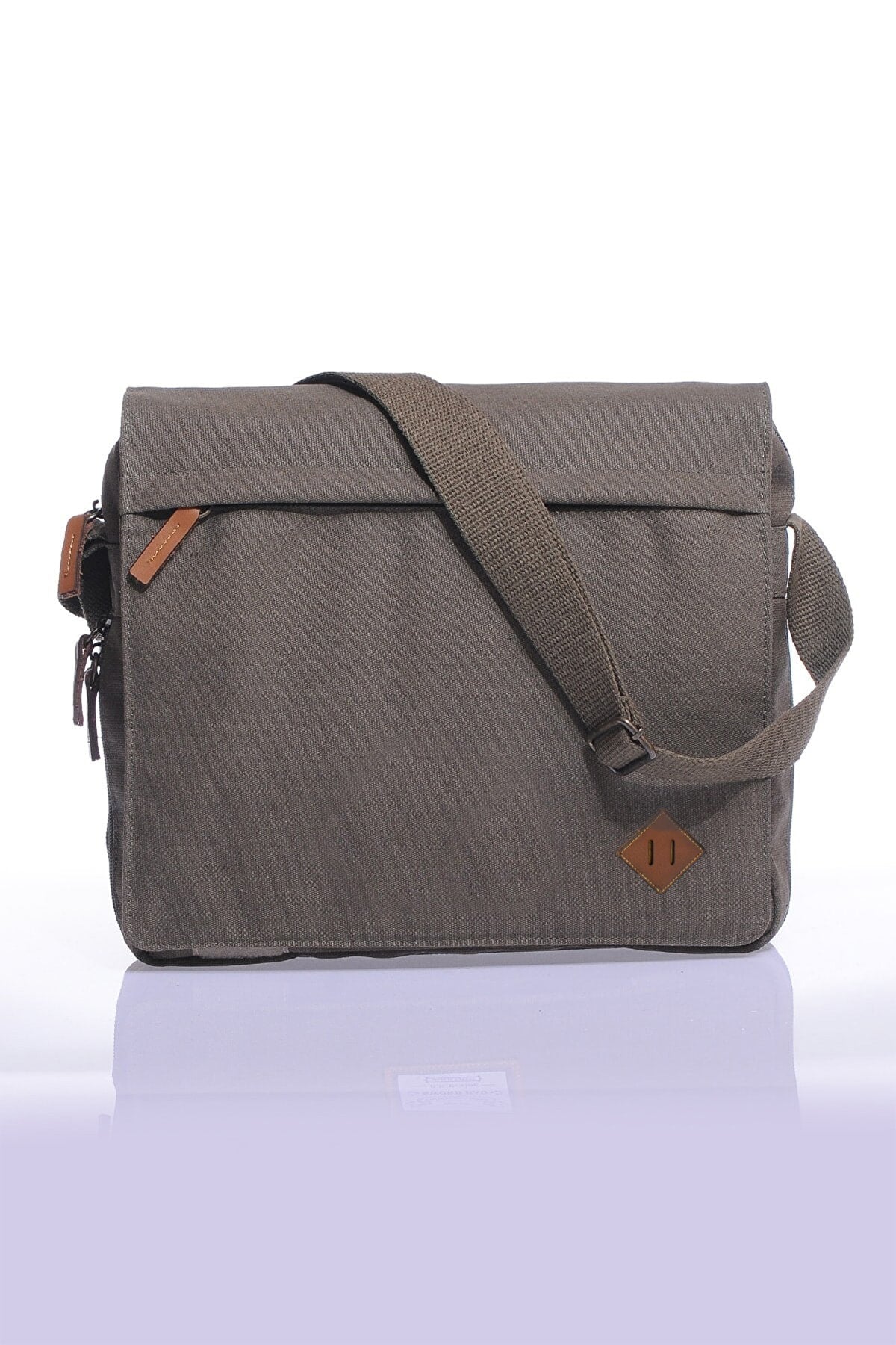 Gk12 Canvas Postman Flat Crossbody Bag Khaki