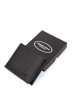 Black Color Wallet Men'S Wallet With Coin Holder Card Compartment