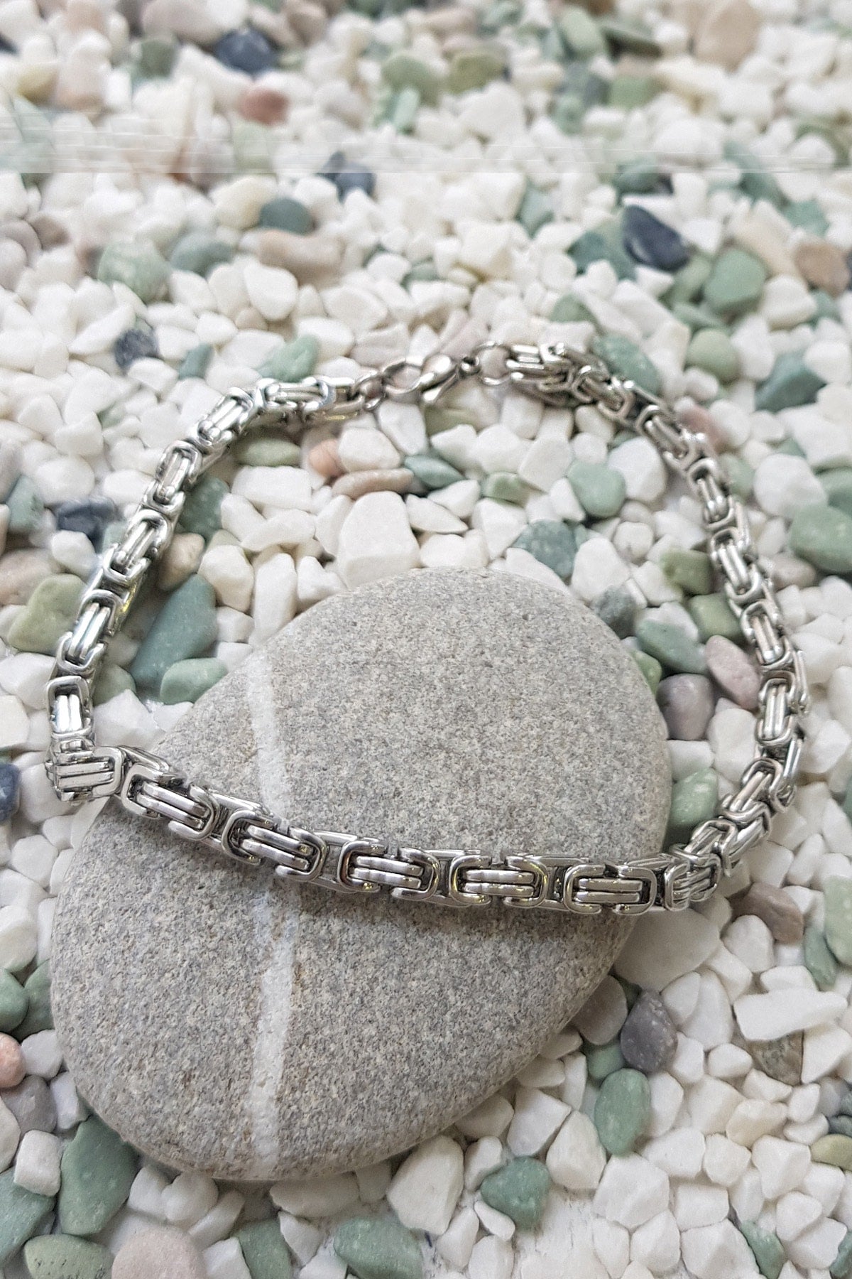 King Model 4Mm. Gray Steel Men'S Bracelet Az68-4Slv
