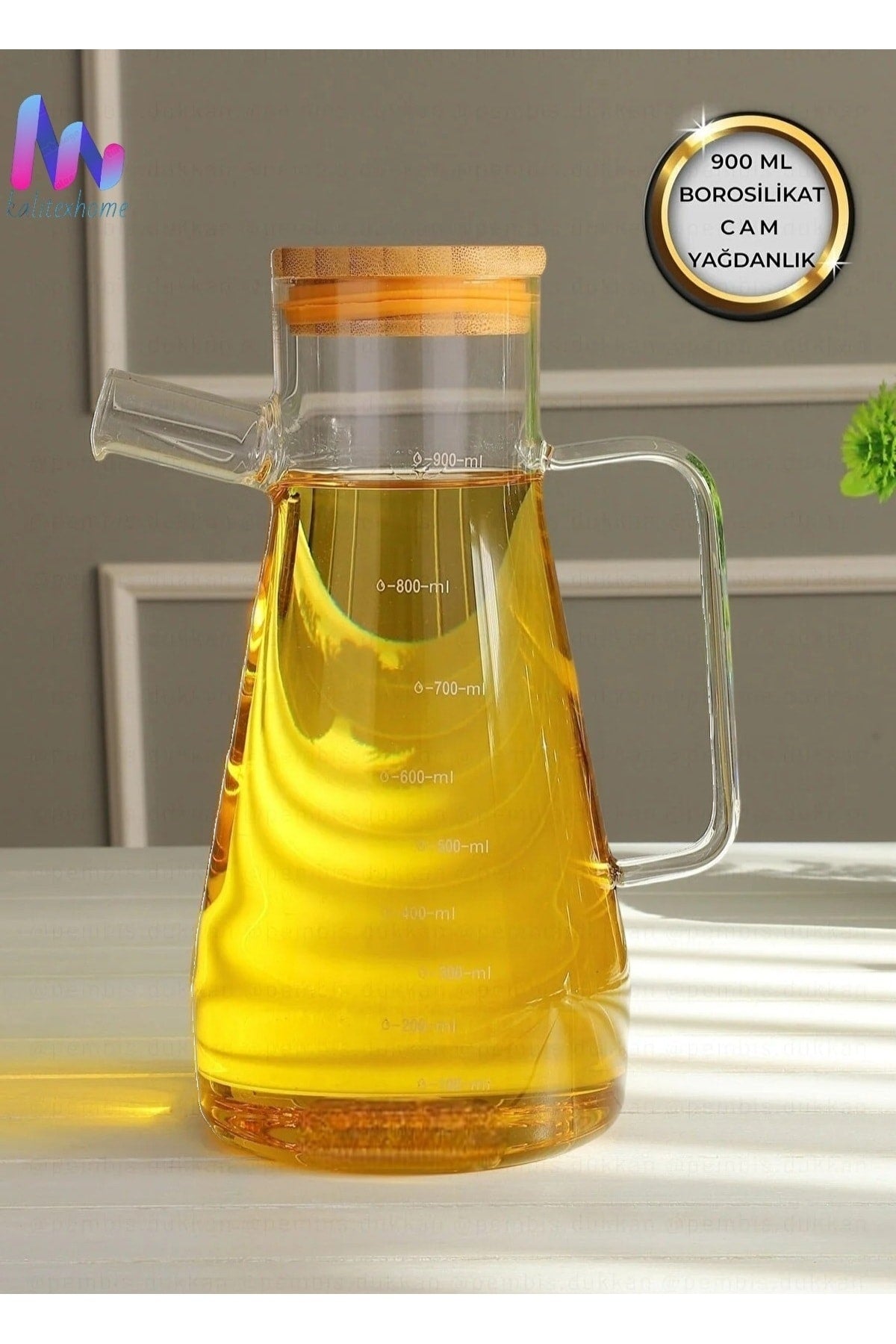 Masterchef Borosilicate Glass 900Ml Oil Pot