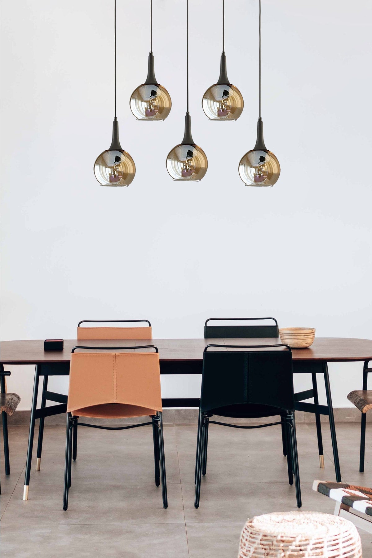 Fred Modern Decorative Row Black Color Honey Glass Row Pendant Lamp Above The Dining Table - Living Room 5 Piece Chandelier