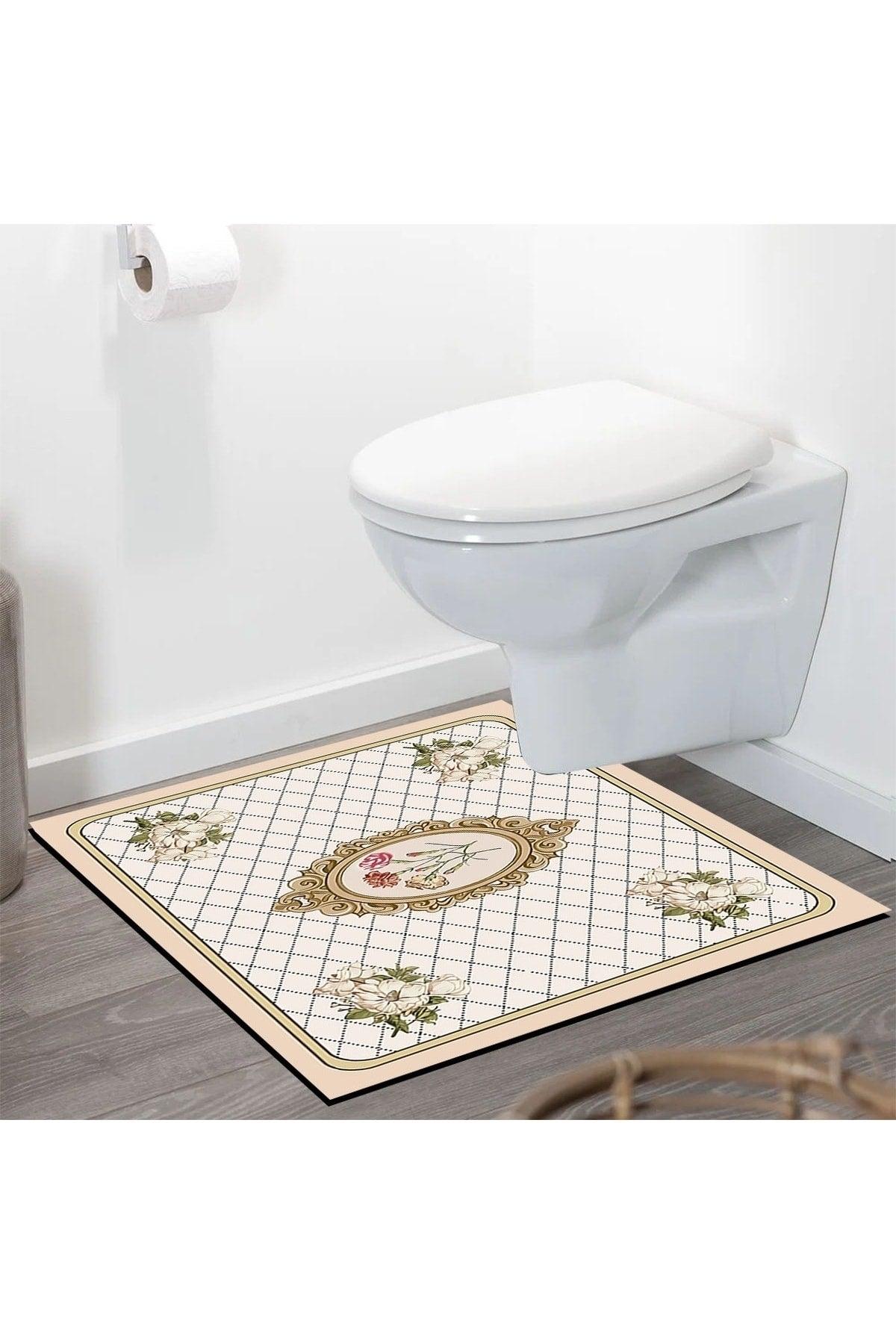 Else Patterned Shower Front Square Bathroom Carpet Doormat Single Piece 60x60cm - Swordslife