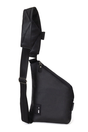 Men'S Black Cross Shoulder Chest Bag Headphone And Usb Outlet Water Resistant Single Arm Bag