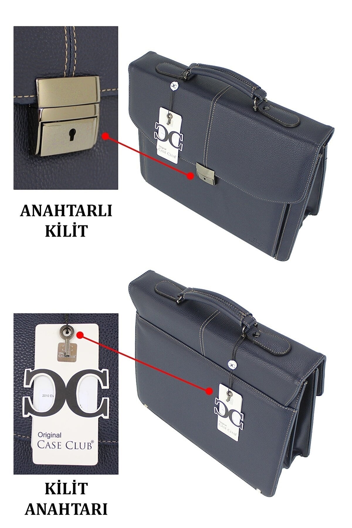 File Document Handbag With Lock Mechanism 15.6 Inch Laptop Compartment With Shoulder Strap A4 Compatible Navy Blue Color