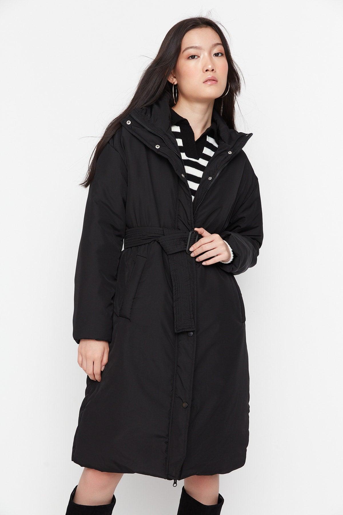 Black Oversize Arched Inflatable Coat TWOAW23MO00316 - Swordslife