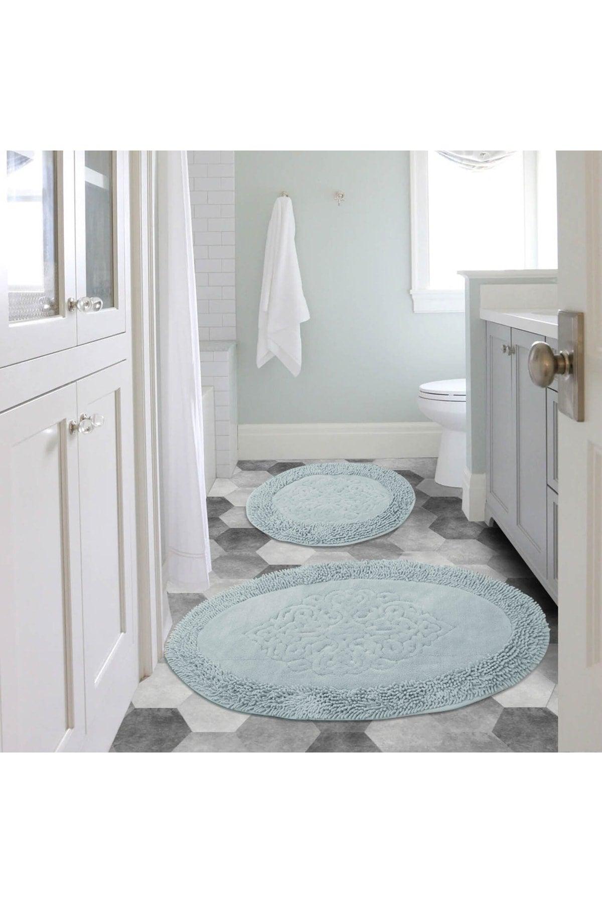 Macoroni Oval Set of 2 Bath Mats Set 100% Natural Cotton Mat Closet Set - Swordslife