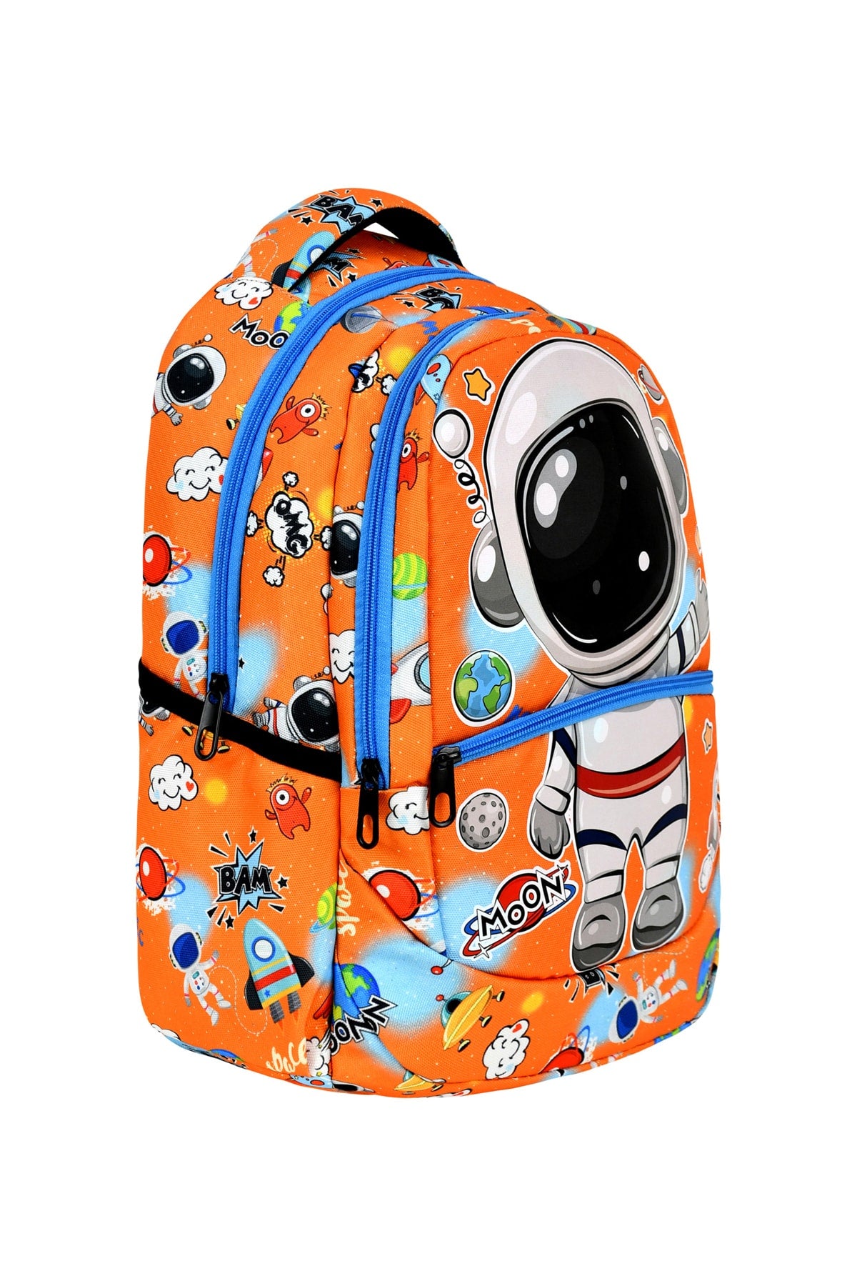 3-Pack Elementary School Astronaut Patterned School Bag With Food And Pencil Holder For Boys