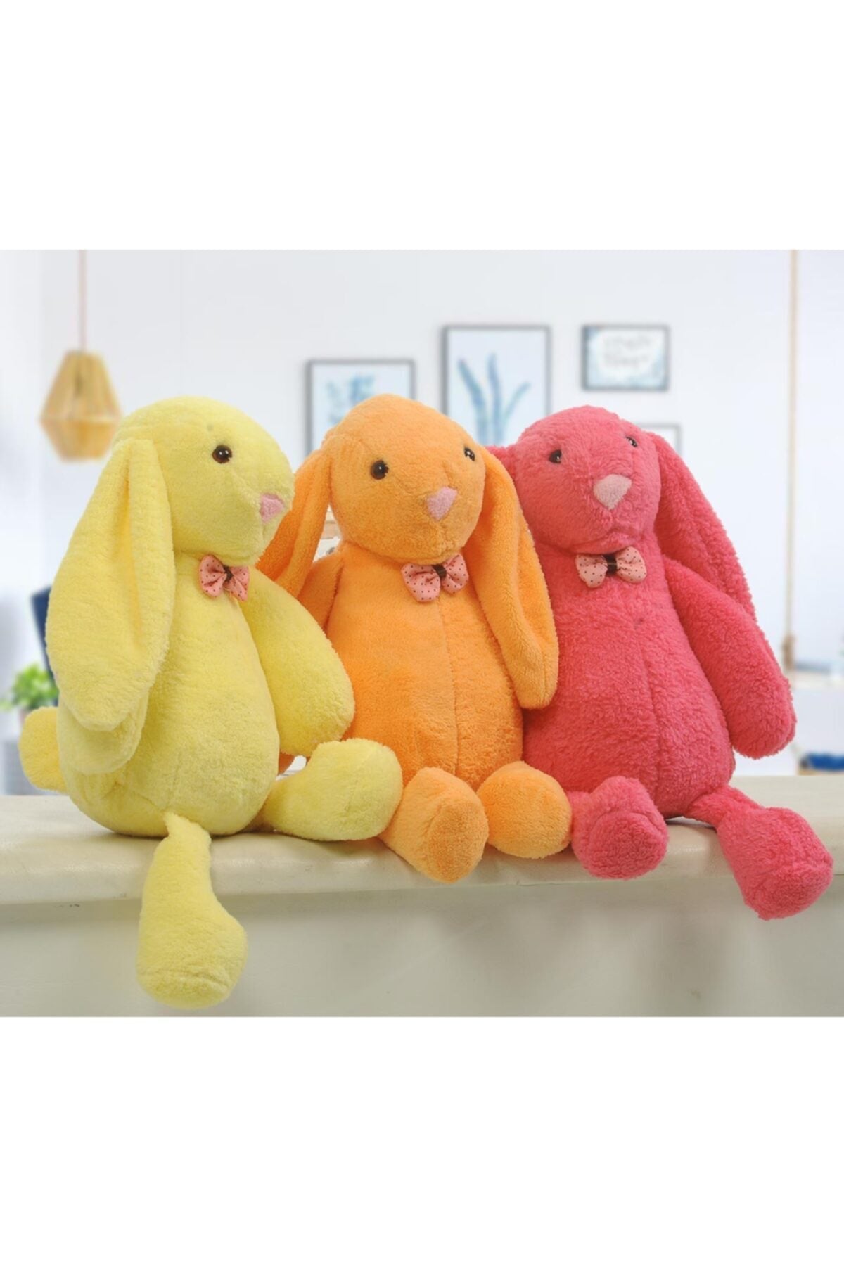 Sleeping Friend Long Ear Bunny Plush Rabbit With Bow Tie 65 Cm